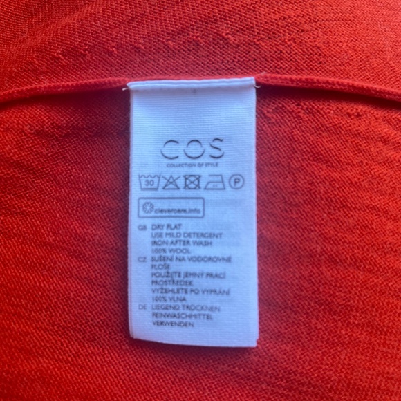 COS Red Orange Asymmetrical Hem Casual Flowing  Sweater Tunic Dress 100% wool - Picture 15 of 16